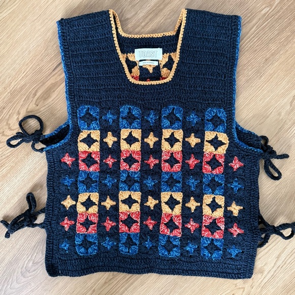 Toast UK Crochet Wool Cotton Vest - Picture 2 of 6